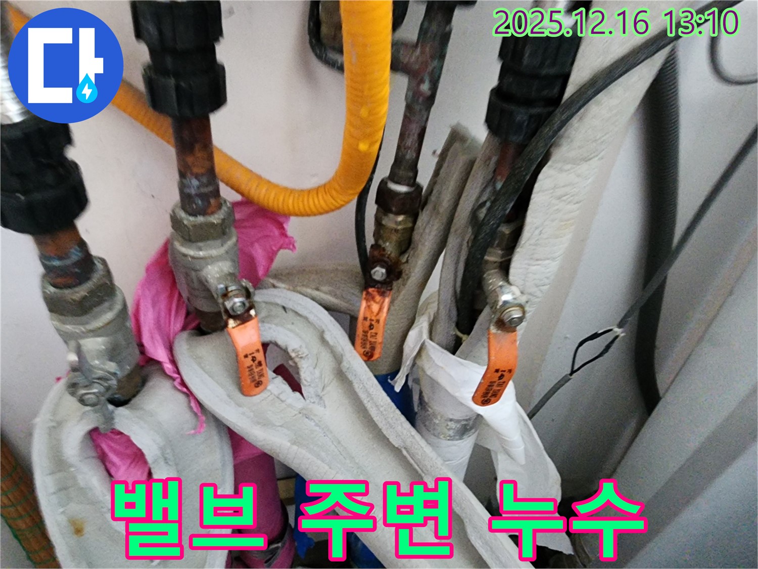 포천시 영북면 소홀리에서 밸브 주변의 누수 상태를 긴급하게 점검하고 있습니다 - 신속한 해결이 중요합니다.