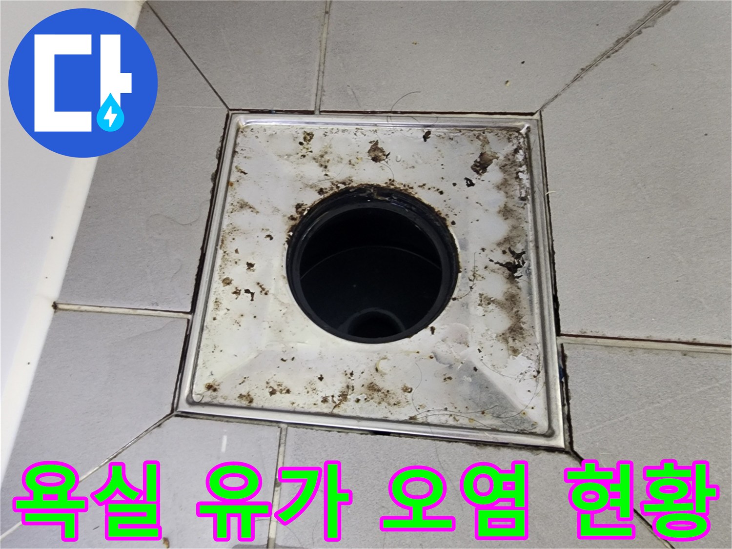 배수구-주변-타일-틈새의-심한-물때-및-오염