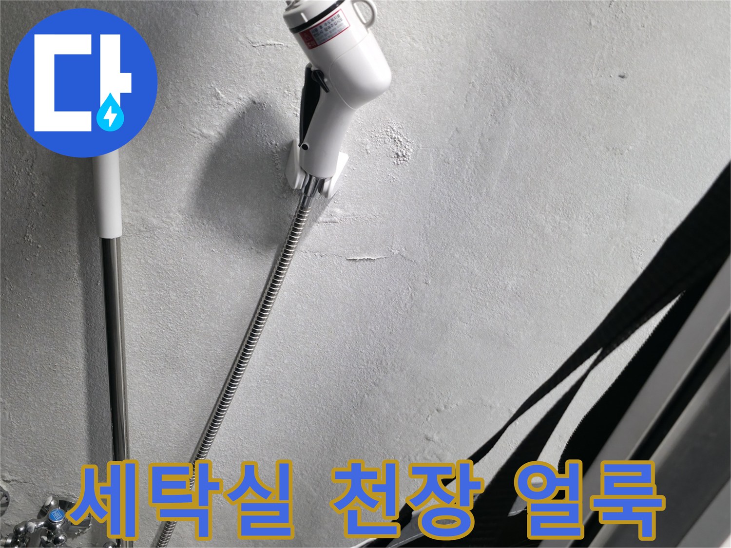 성동구 옥수동-세탁실 천장에 나타난 하얀 백화 현상과 물 흔적