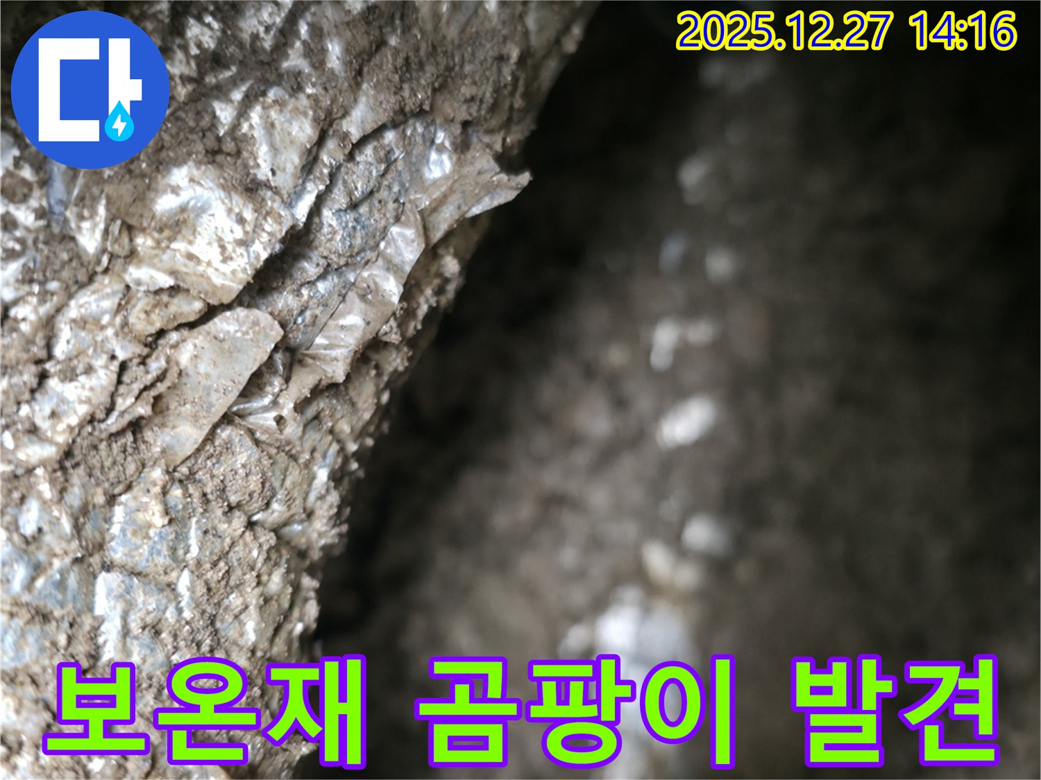 백현동 누수 현장에서 보온재 곰팡이를 발견했습니다 - 숙련된 기술로 숨겨진 누수까지 찾아 완벽하게 해결합니다.