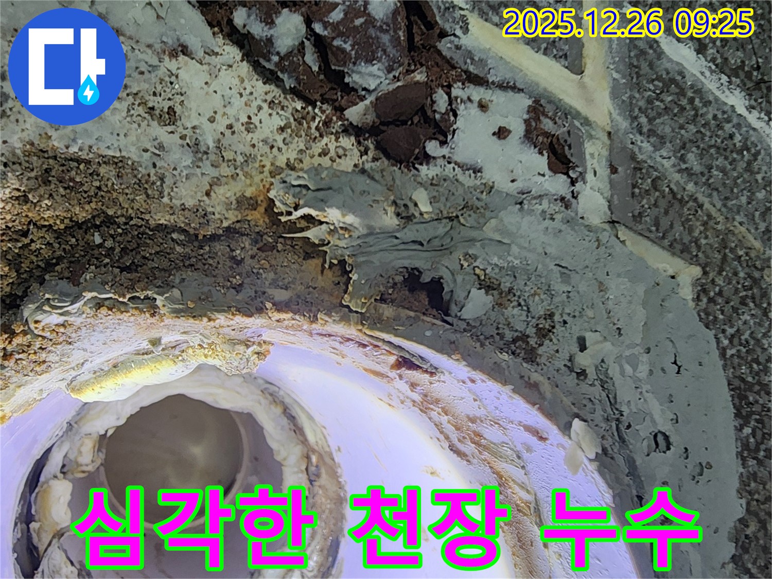 노원구 상계동 천장 누수 - 심각한 누수 흔적과 손상된 천장