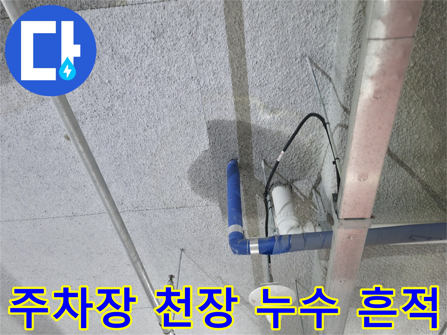 양주 옥정동 주차장 천장 슬래브에 발생한 누수 얼룩 현상