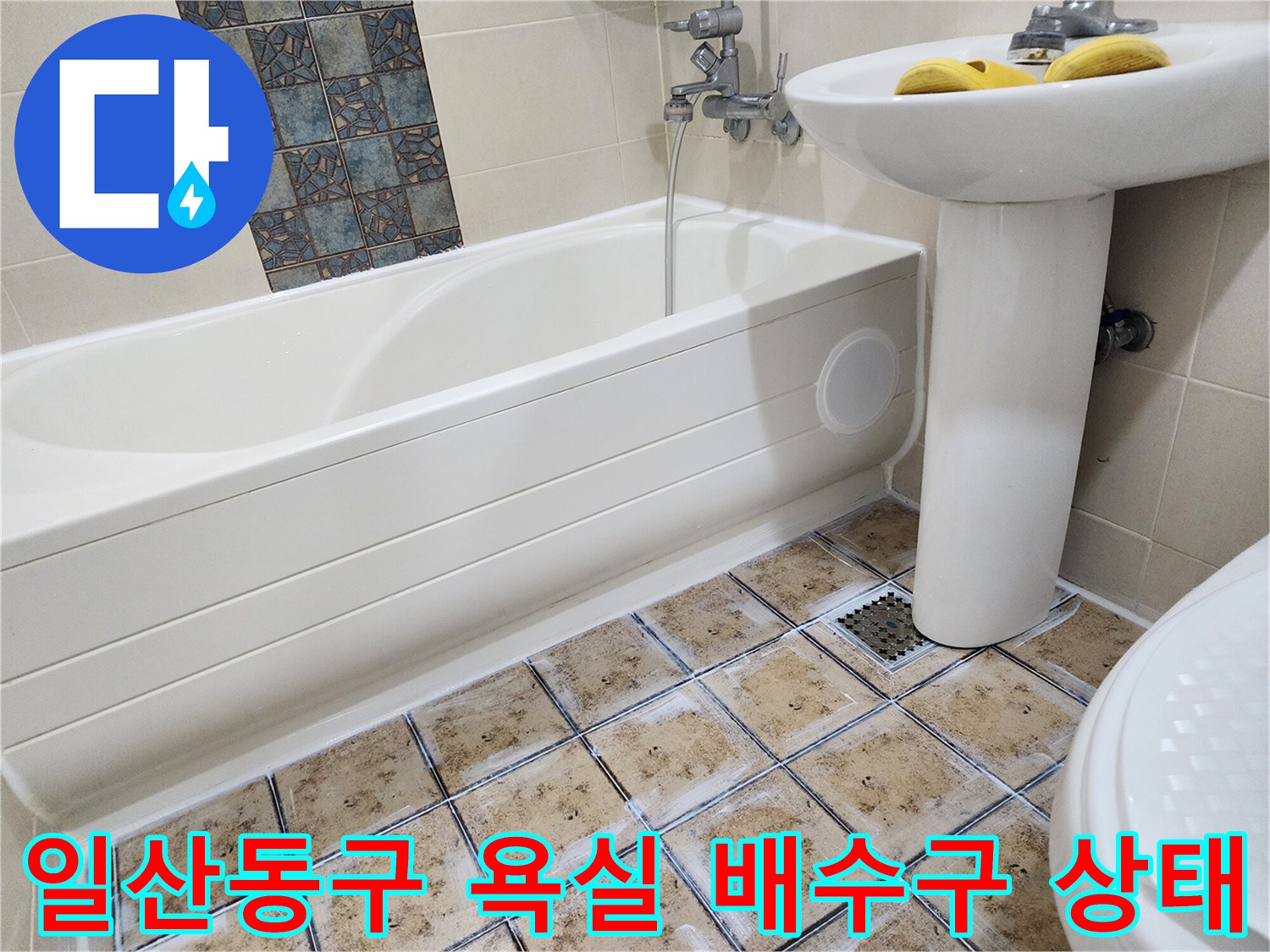 일산동구 화장실-배수구와 세면대 주변 모습
