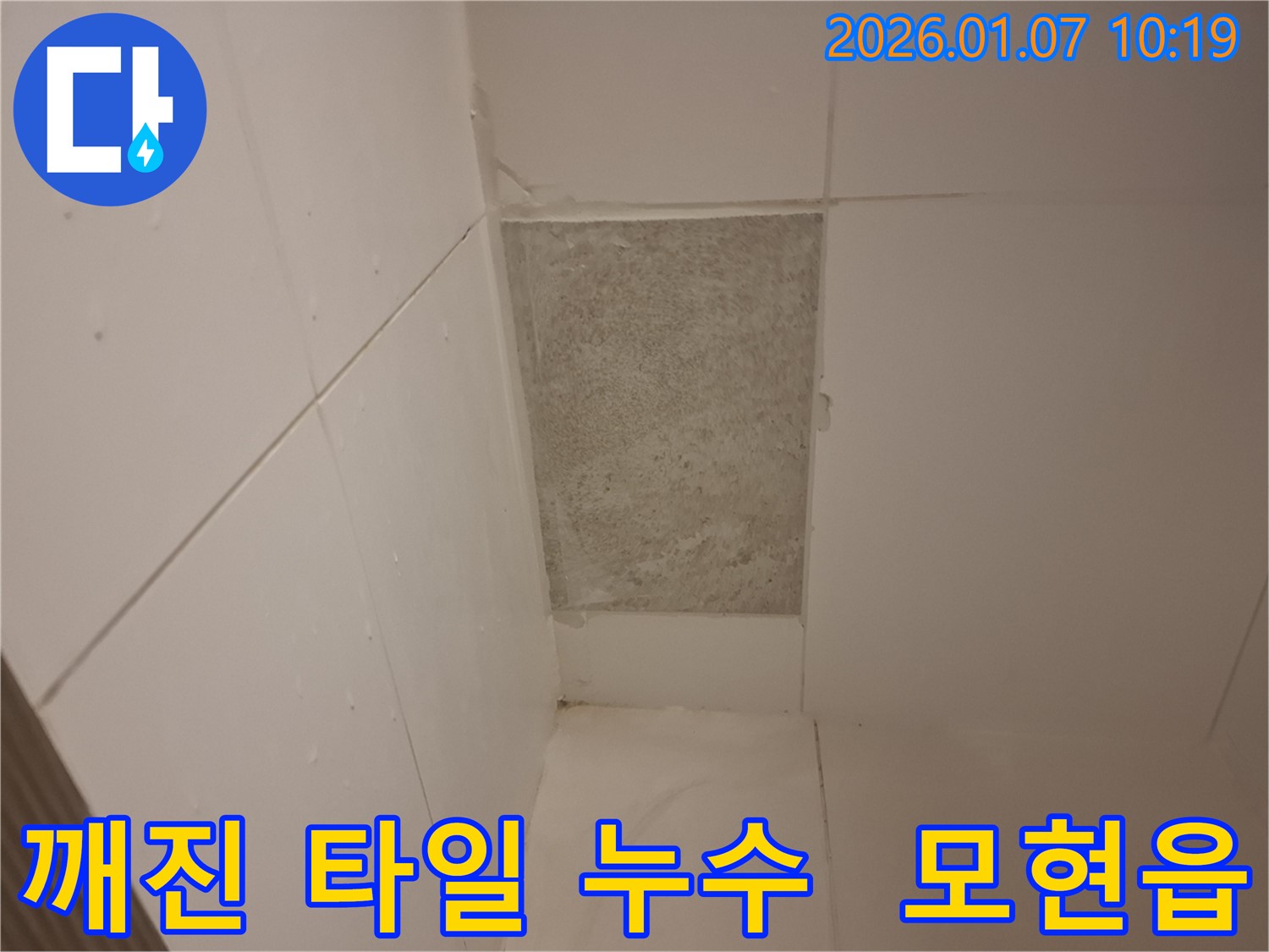 용인시 모현읍에서 발생한 깨진 타일 속 누수 - 누수 원인을 정확히 진단하고 완벽하게 해결하는 과정을 보여줍니다.