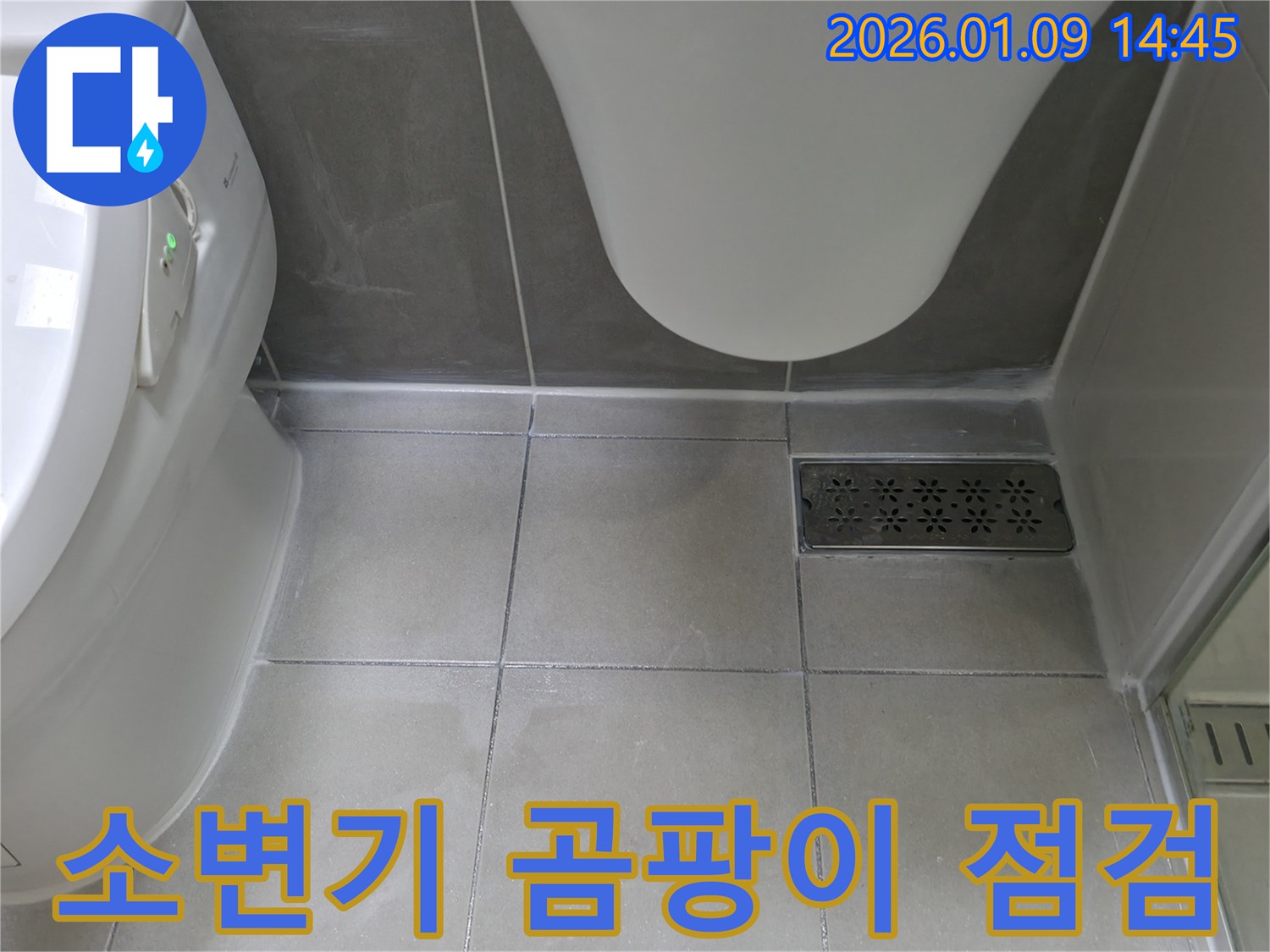하남시 - 소변기 하부 타일 곰팡이와 백시멘트 들뜸으로 인한 누수 가능성 점검