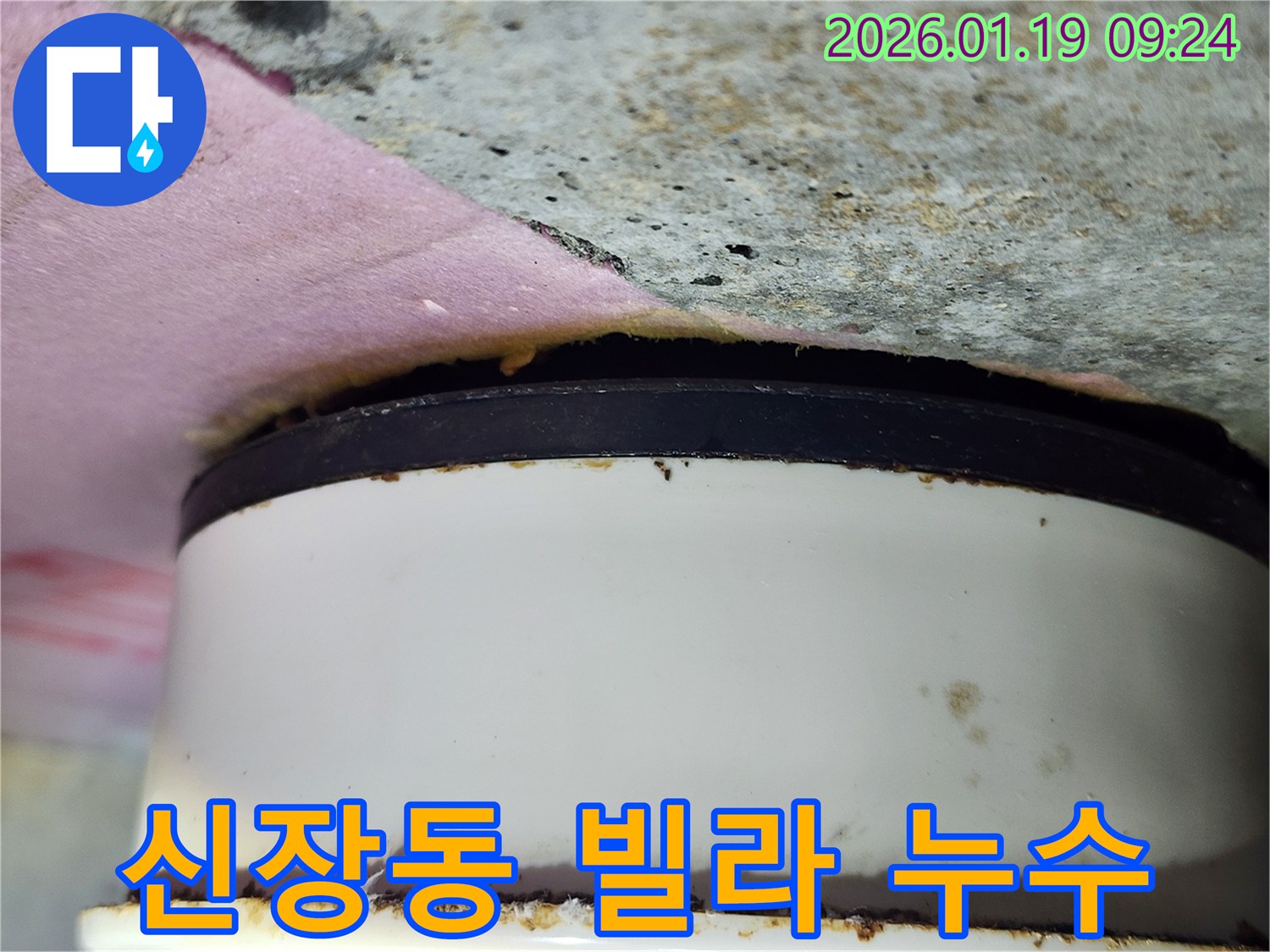 신장동 빌라 누수 - 배관 연결 부위 주변 습기 점검