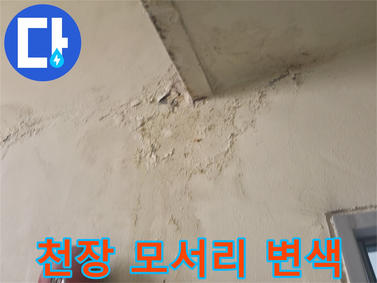 노원구 중계동 천장 벽지 부근의 누수 흔적과 얼룩 상태