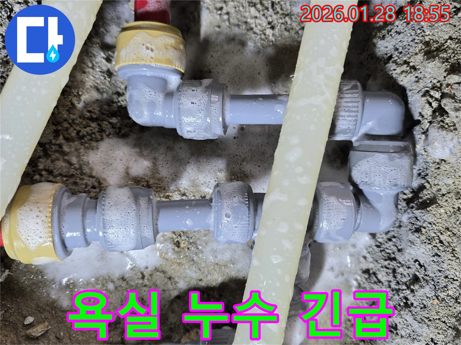 인수동 욕실 누수 - 아랫집 피해를 막기 위한 - 긴급 누수 조치 현장