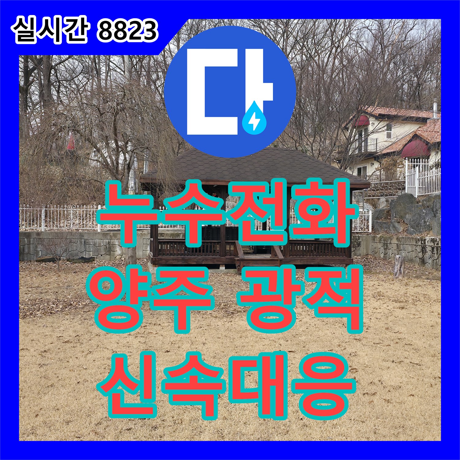 누수전화, 마당에서 갑작스럽게 발생한 누수를 신속하게 탐지하고 해결했습니다, 경기 양주시 광적면