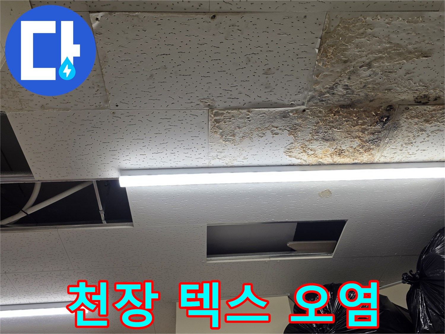 상가-천장-텍스-부위의-습기-및-얼룩-상태
