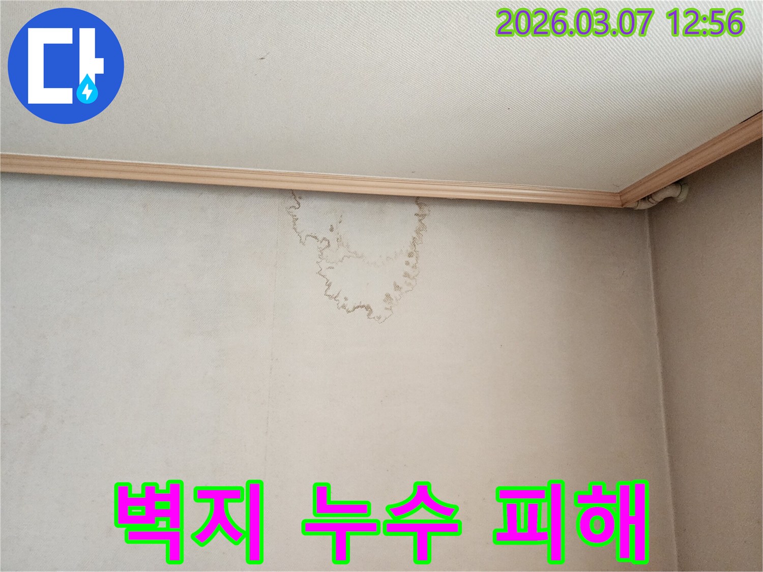 누수로 인해-벽지에 발생한 손상-신속한 복구 서비스로-쾌적한 환경 되찾기