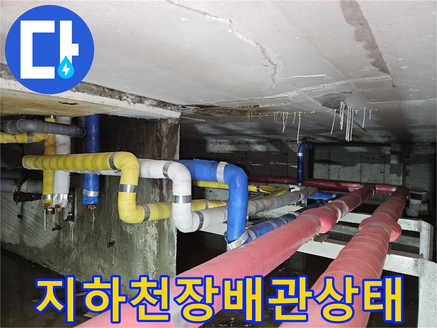 분당구미동-빌라-지하-천장-배관-보온재-및-습기-상태