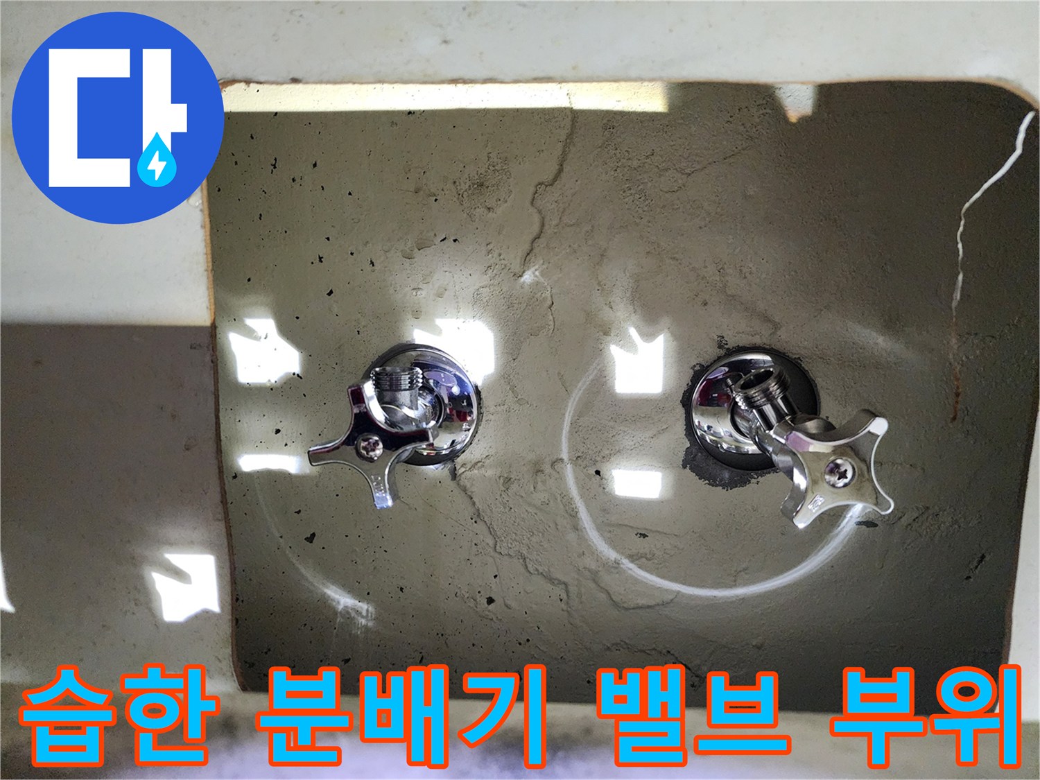 물기가 남아있는-분배기 밸브 및 연결 배관