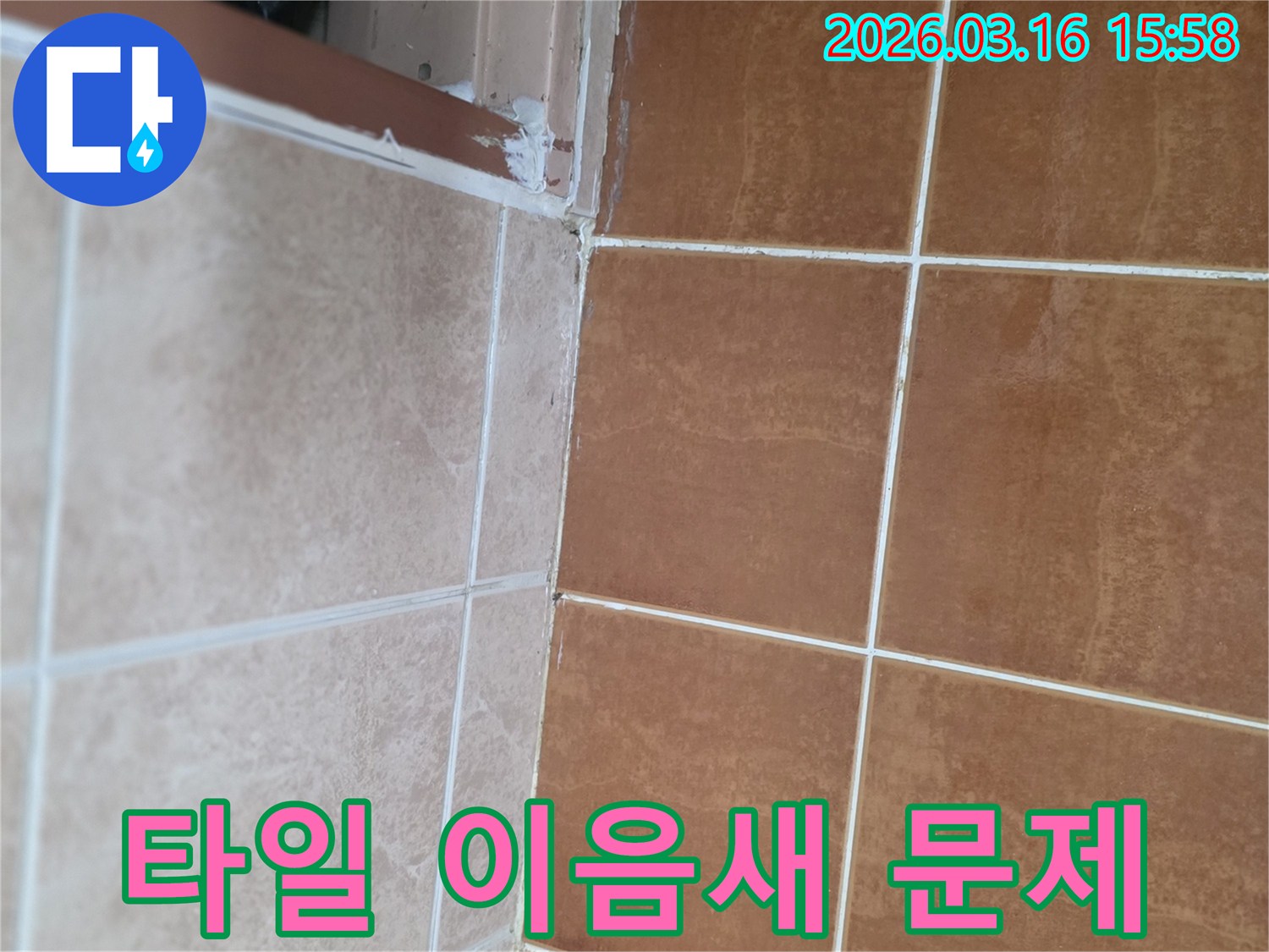 욕실 방수층이 약해지기 쉬운-샤워부스 프레임 주변의 상태를 점검하고 있습니다.