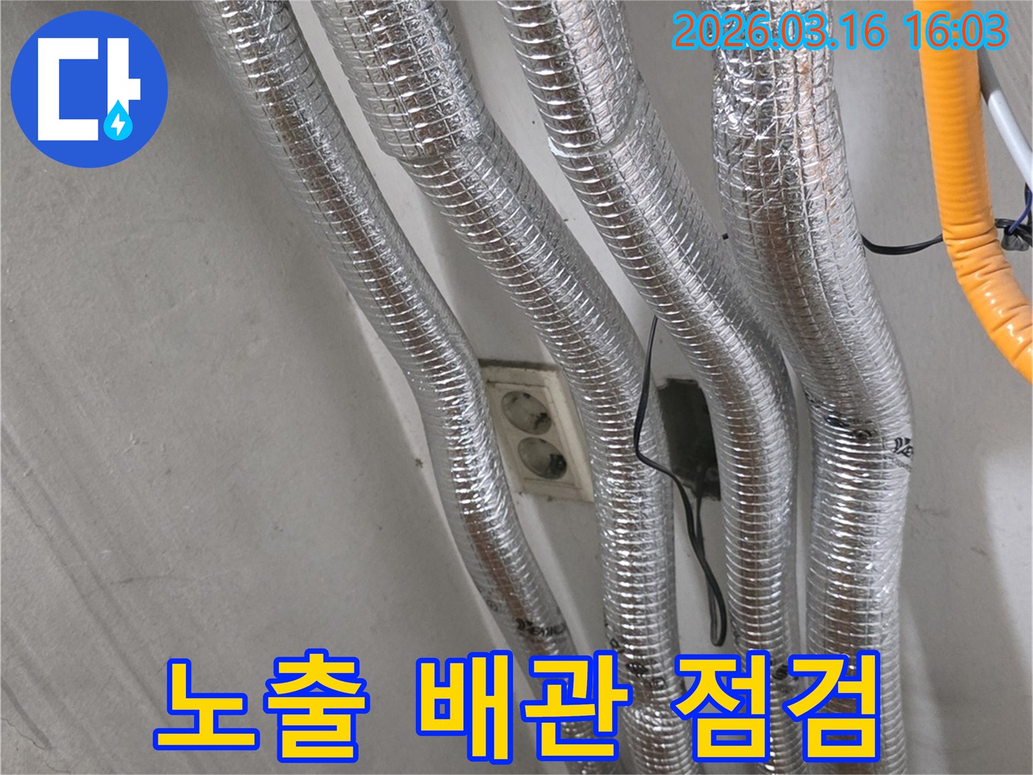 누수 전문 엔지니어가-유틸리티 공간의-노출된 천장 배관들을-꼼꼼히 점검하며-누수 여부를-확인하는 모습입니다.
