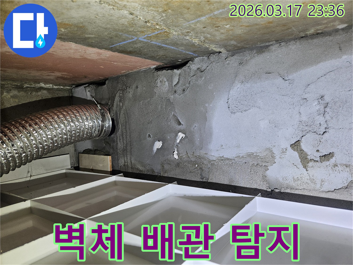벽체 내부 배관 손상이-의심되는 누수 현장에서-비파괴 정밀 탐지를 진행