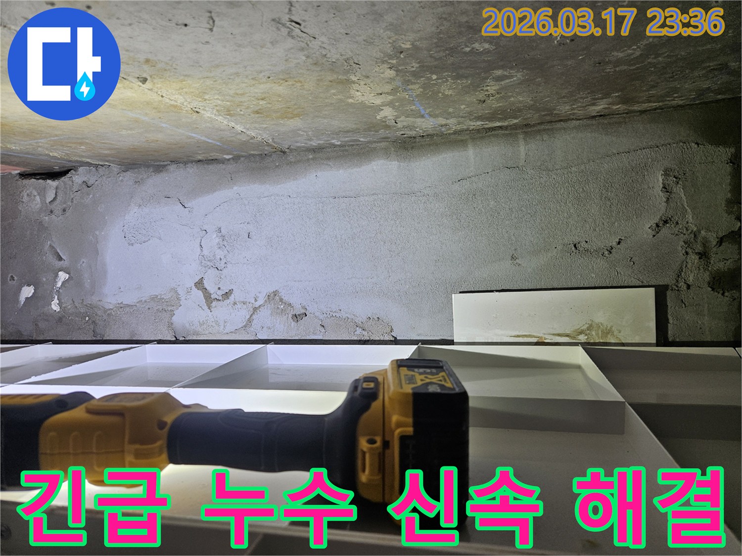 전문 엔지니어가-긴급 누수 상황에 신속히 대응하여-정밀 탐지 장비로-누수 지점을 빠르게 확인하고 있습니다.