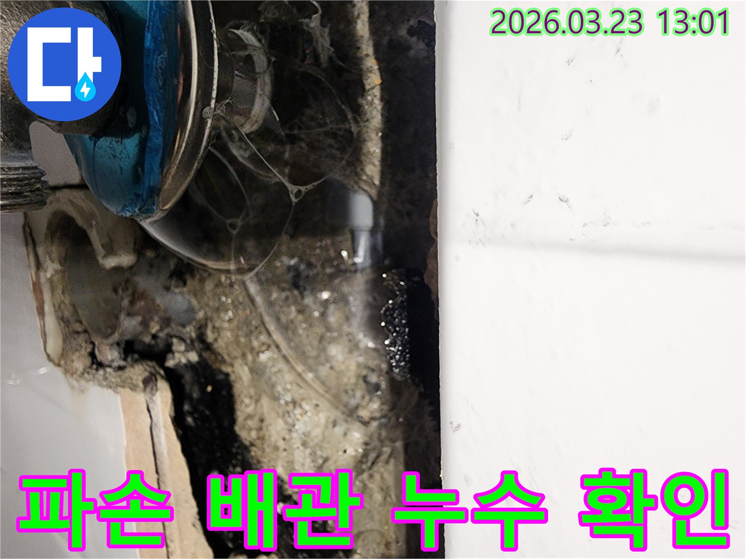 상가-건물-내부-벽면에서-발견된-배관-파손-누수-현장
