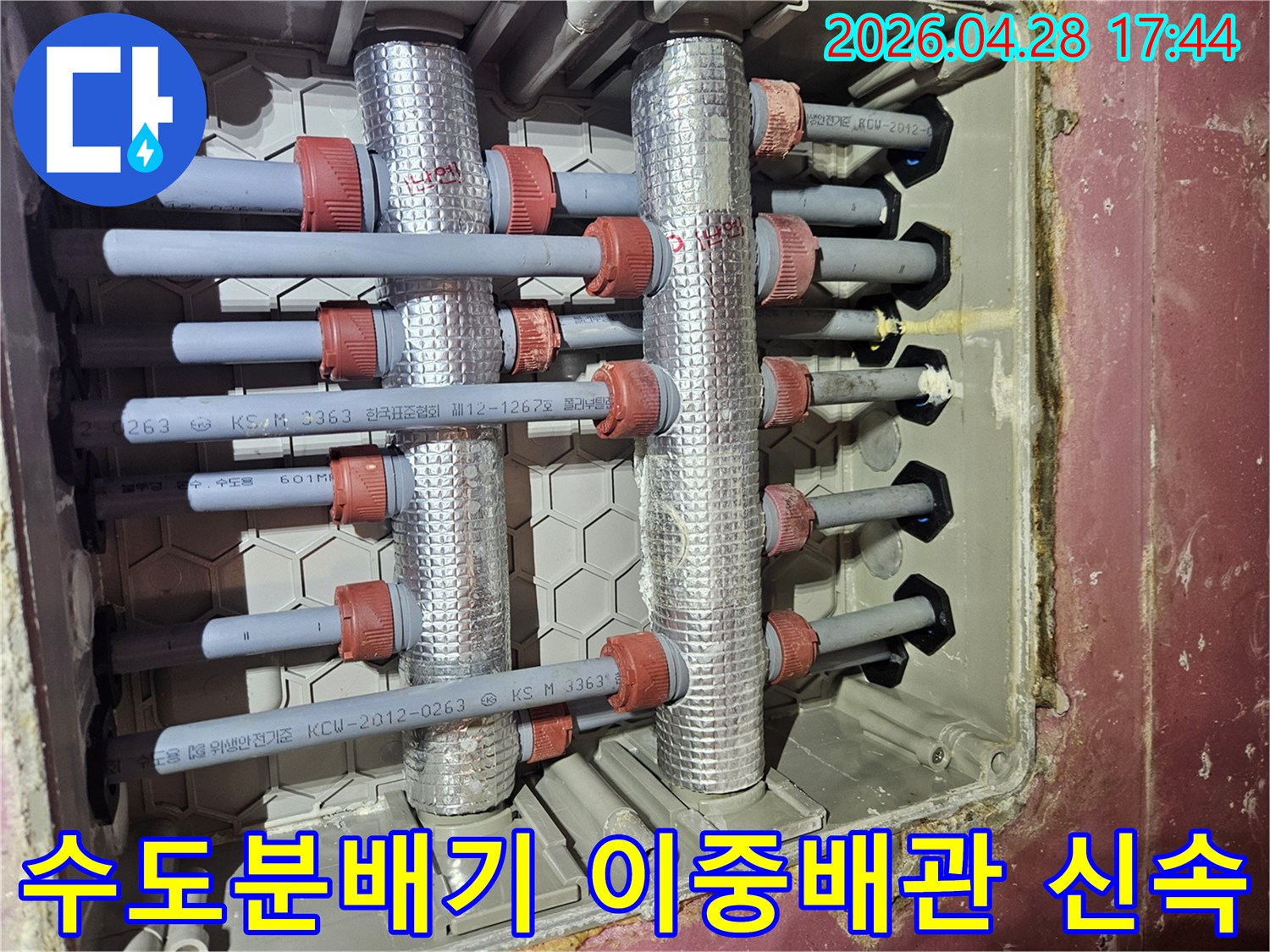김포-사우동-주택의-수도분배기-이중배관에서-발생한-누수를-신속하게-점검하고-있는-전문가의-모습