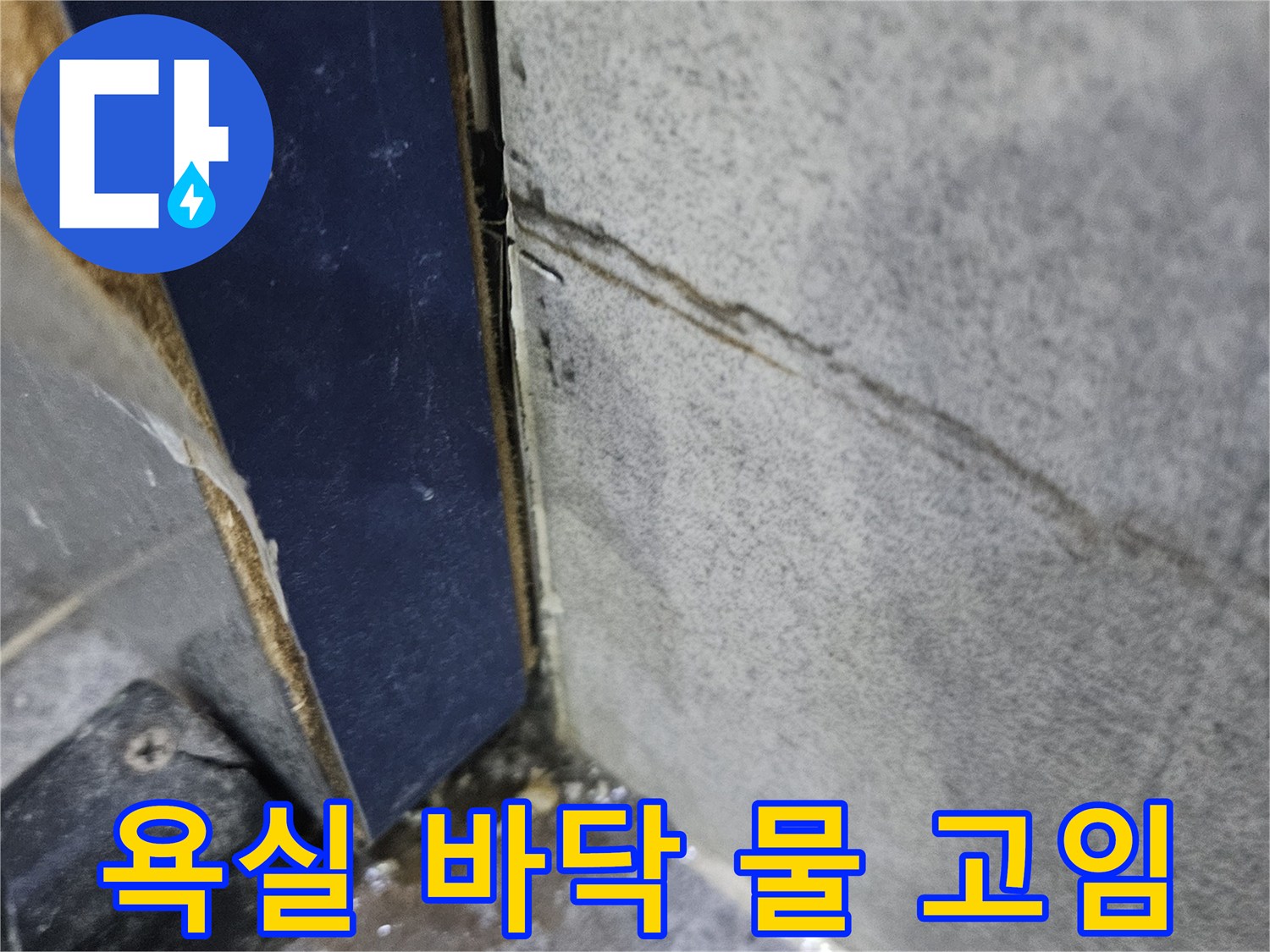 욕실-바닥과-벽면-경계에-물이-고여-있는-누수-발생-현장-사진