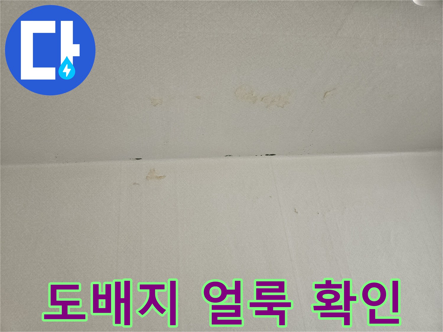 일동면 현장 사진-천장 도상에 발생한 누수 변색 부위