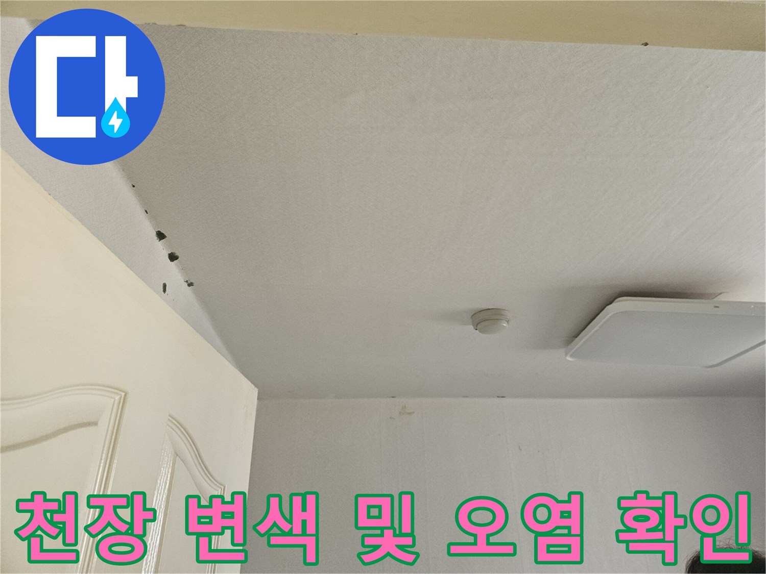 포천 일동면 현장-천장 도배지 변색 및 곰팡이 흔적 사진