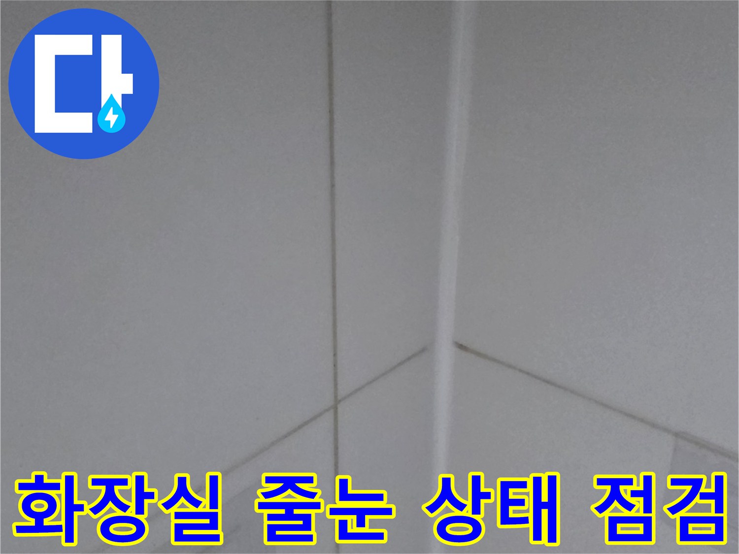 노후된 타일 줄눈의 균열과 틈새를 촬영한 사진입니다.