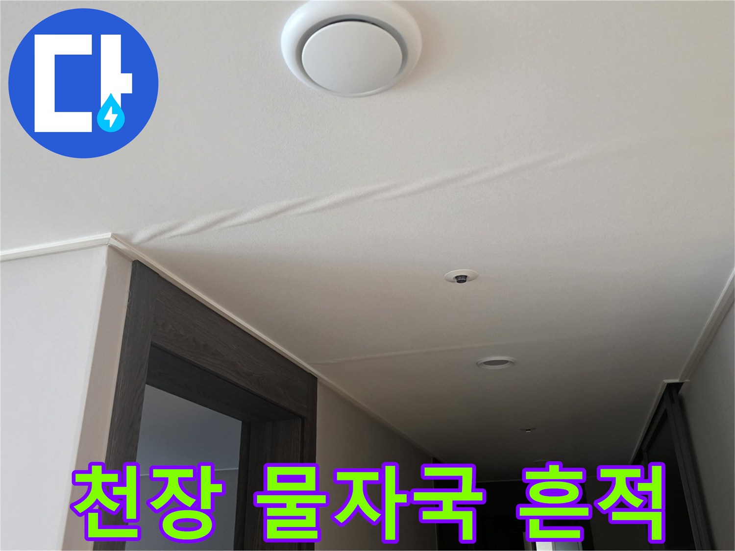 누수로 인해 젖어버린 천장 마감재 - 현장 진단 사진