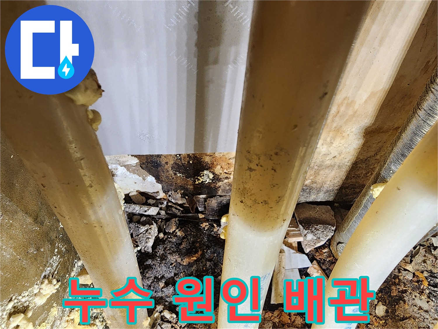 아파트-천장-누수로-인해-오래된-배관이-드러난-심각한-현장