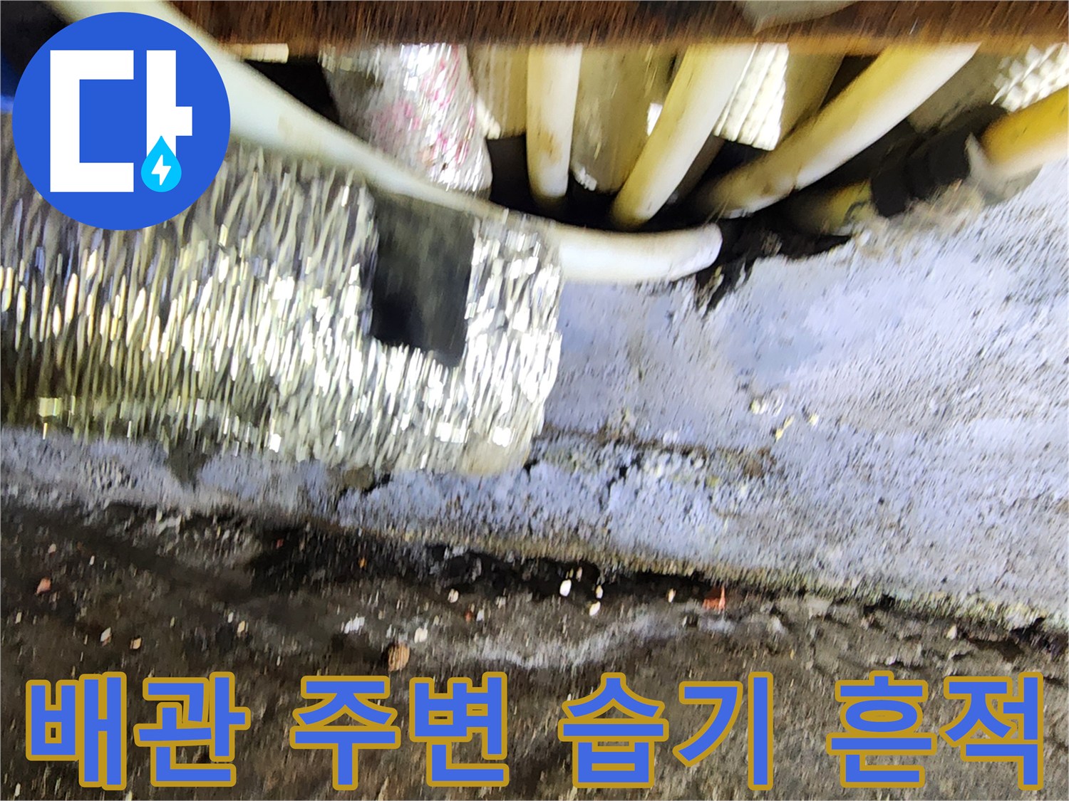 천장 배관 구조물-습기가 침투한 마감재