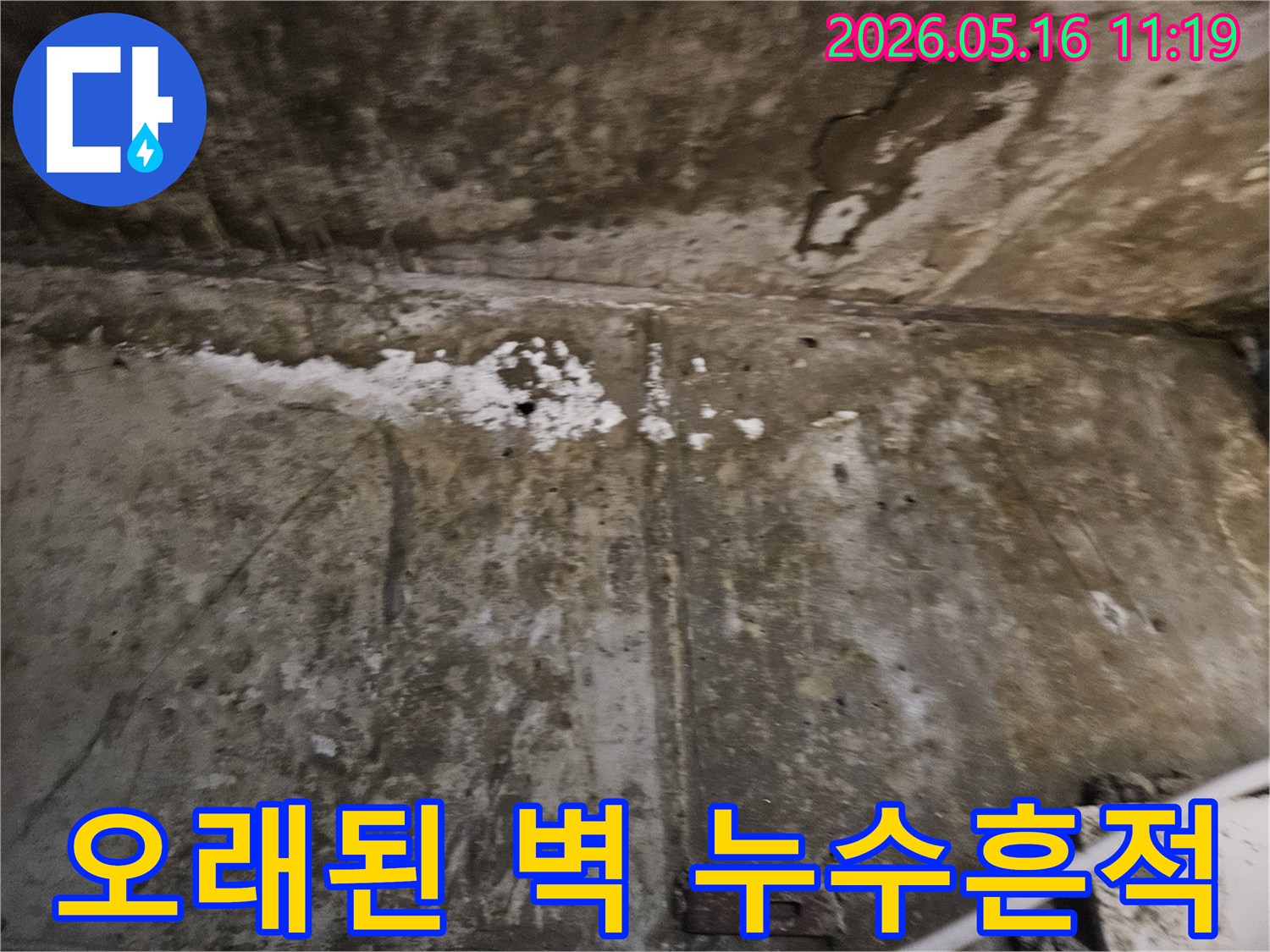 시간이 오래된-건물의 벽면에서-누수로 인해-발생한-광범위한 손상과-얼룩들