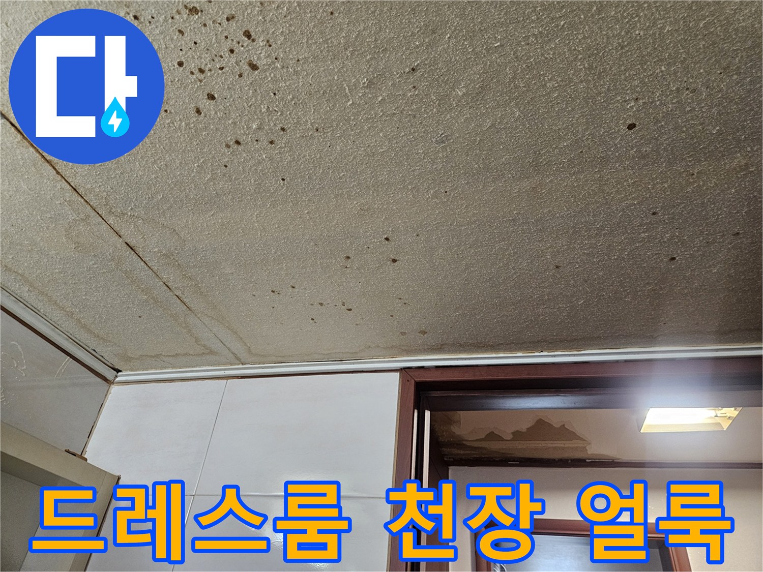 아파트 드레스룸-천장 벽지 물자국과 곰팡이 흔적