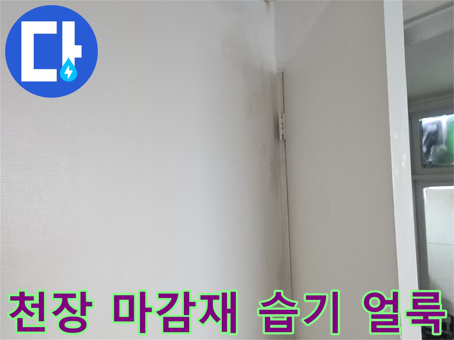 습기로 인해 변색된 현관 천장 부위 사진