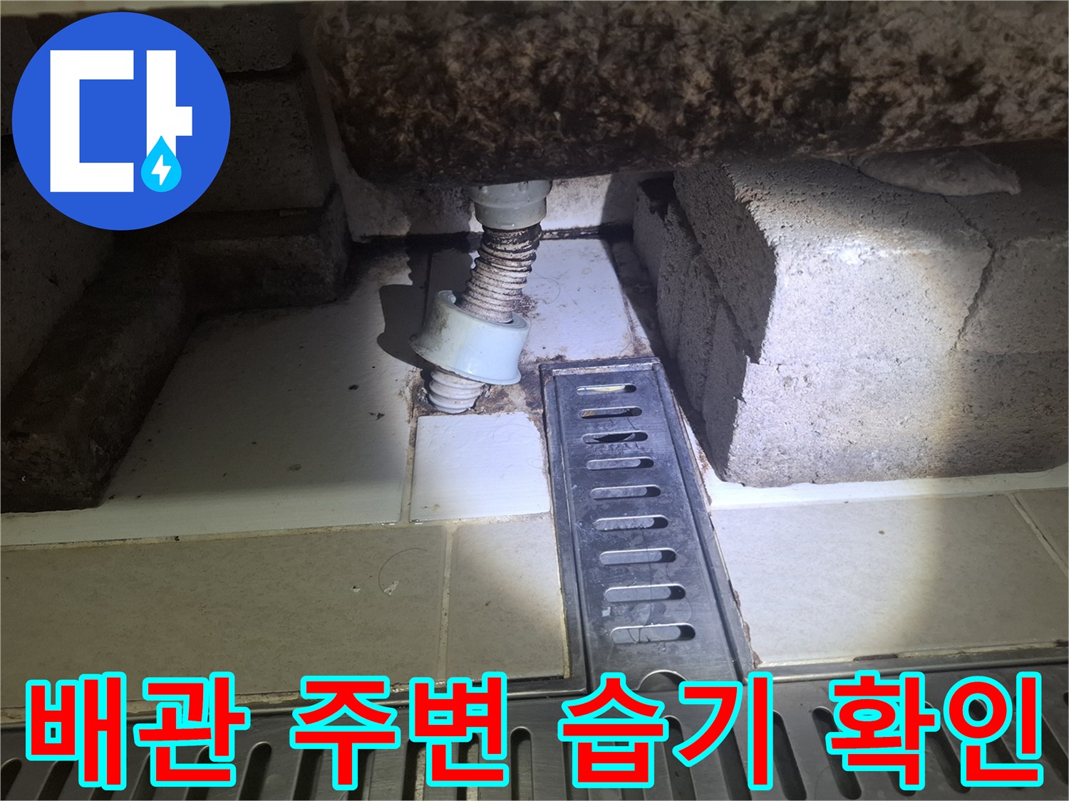 천장-배관-연결-부위-및-하수구-드레인-상태