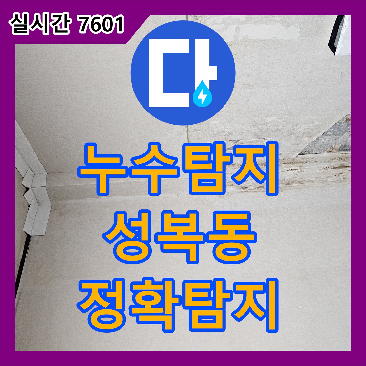 누수설비업체, 무너져 내린 천장 마감재의 누수 지점을 정확히 파악하는 현장 - 죽전동
