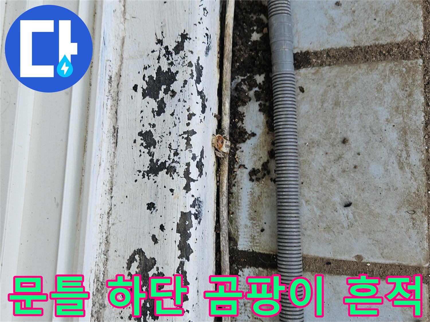 의정부 호원동 현장-누수로 인해 오염된 문턱과 타일 경계선