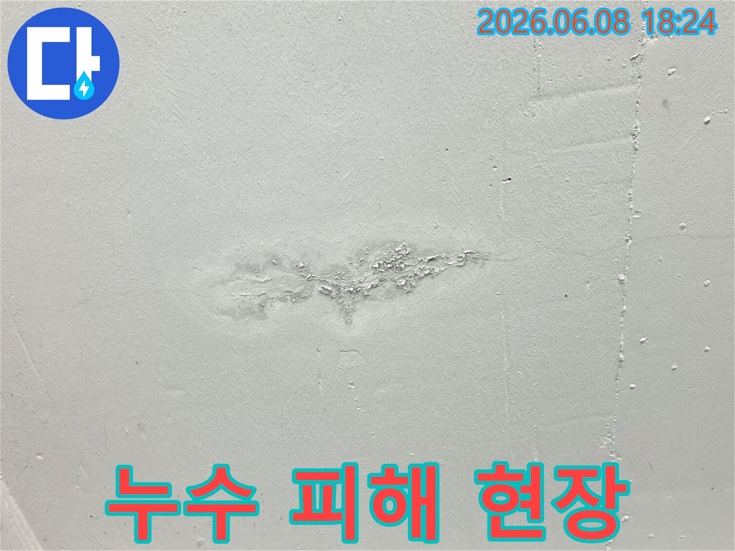 누수-진단을-위해-촬영된-천장-표면의-물자국-사진