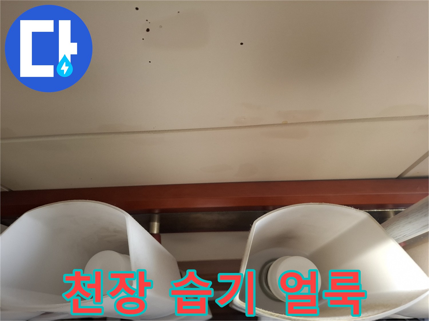 천장-마감재-부위에-나타난-습기-번짐-현상