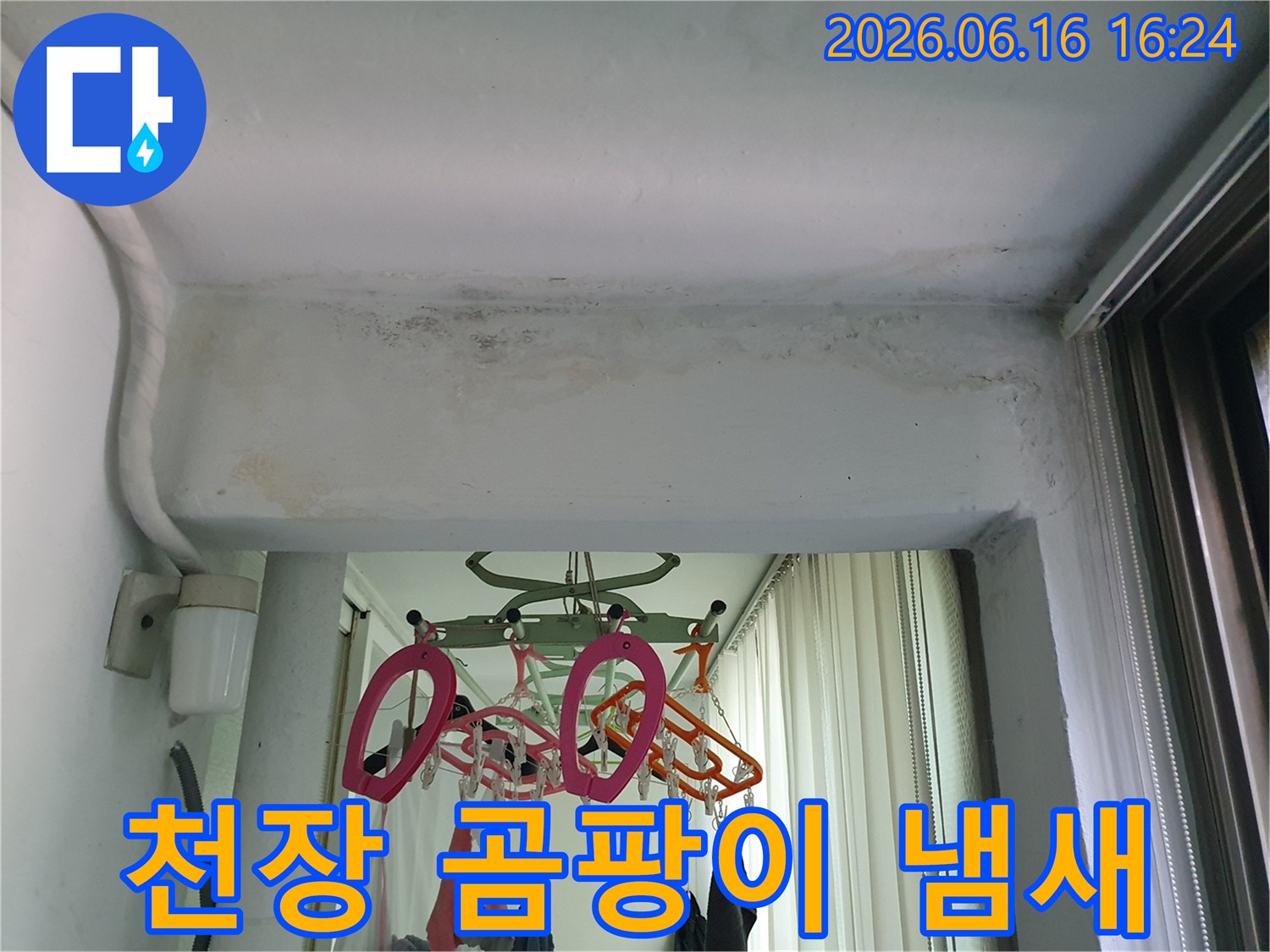 구리시-아파트-천장에서-발견된-누수로-인한-곰팡이-제거-및-냄새-제거-시공-현장