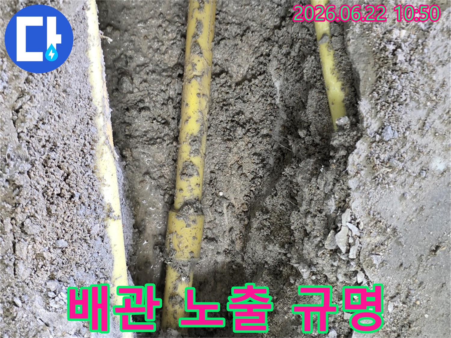 누수 발생 지점을 정확히 찾아내어 효율적인 수리를 위한 배관 노출 작업 현장