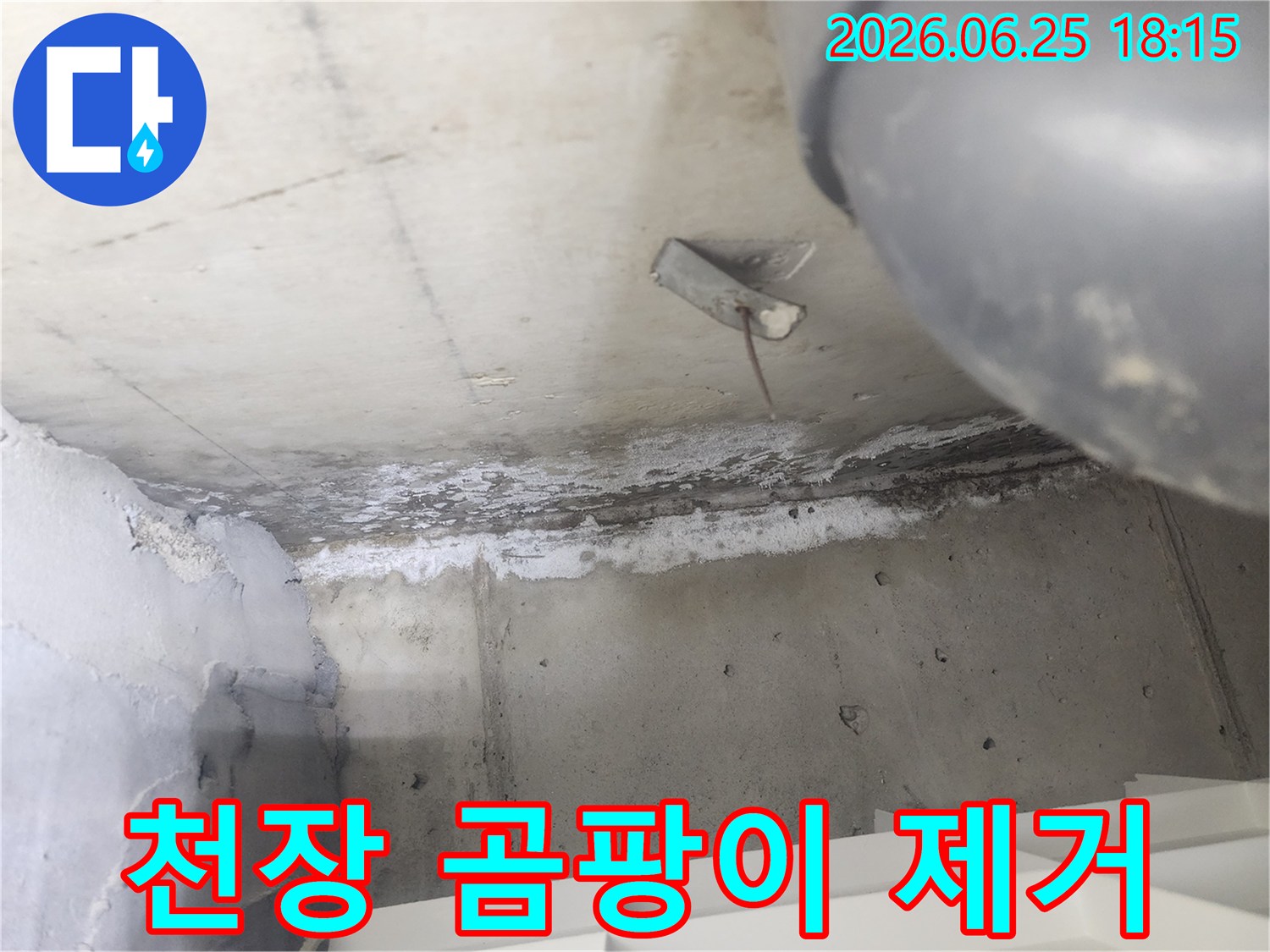 도봉구 시루봉로2길 아파트에서-천장 누수로 인해-발생한 곰팡이를-제거하는 현장입니다