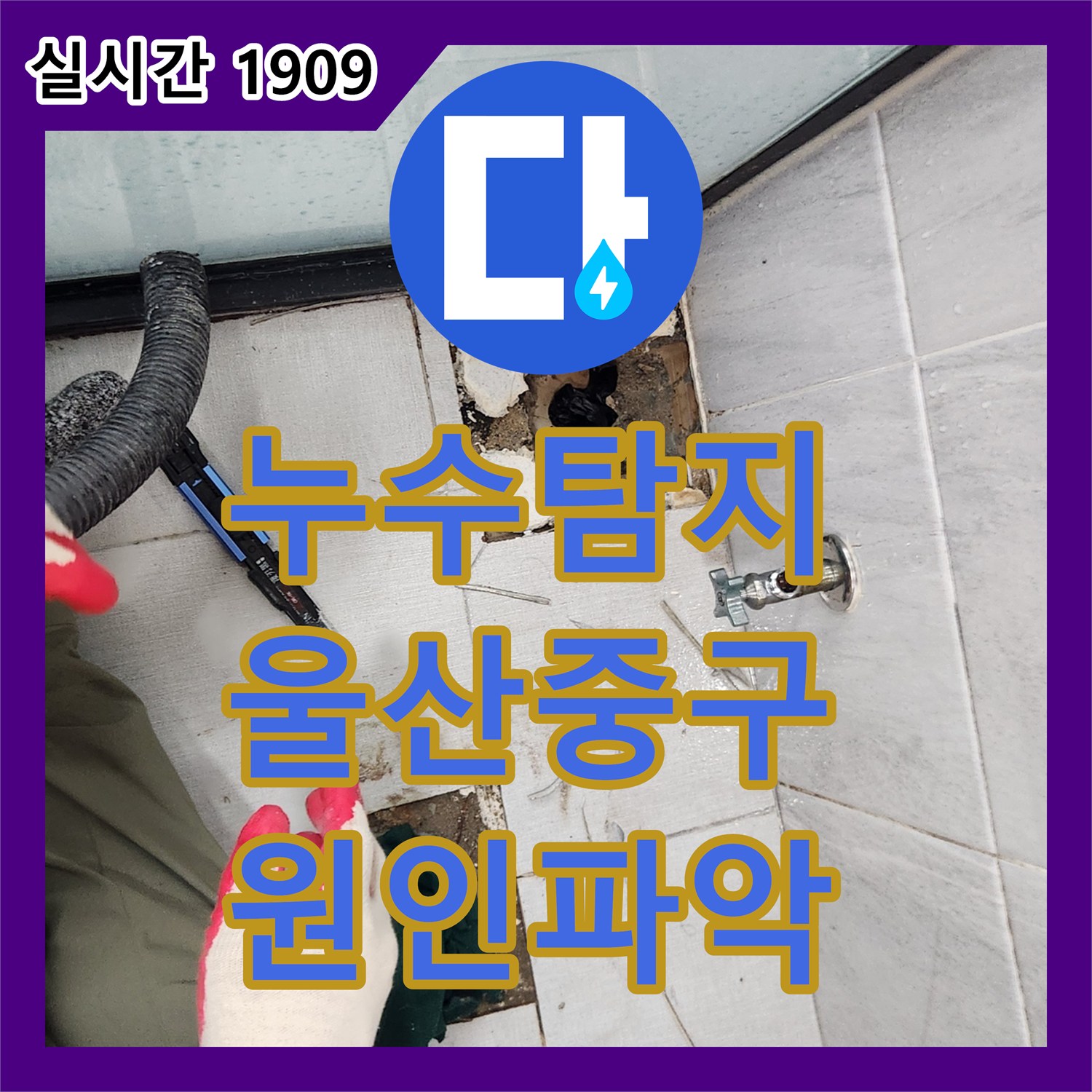 누수탐지업체에서 변기 테두리 백시멘트 갈라짐으로 인한 누수 원인을 찾아낸 울산광역시 중구 현장