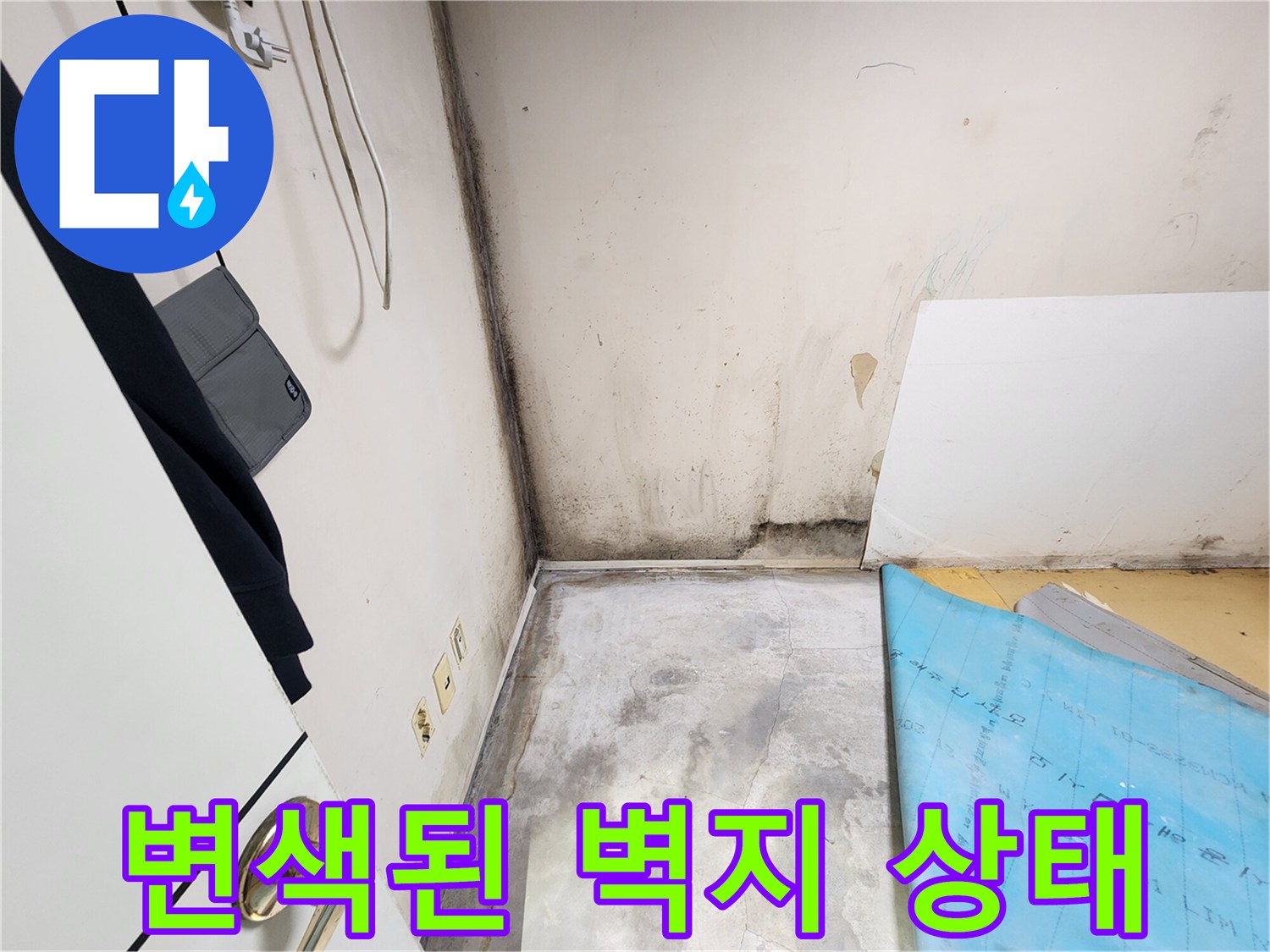 학성동 현장-습기로 인해 변색되고 곰팡이가 생긴 벽면