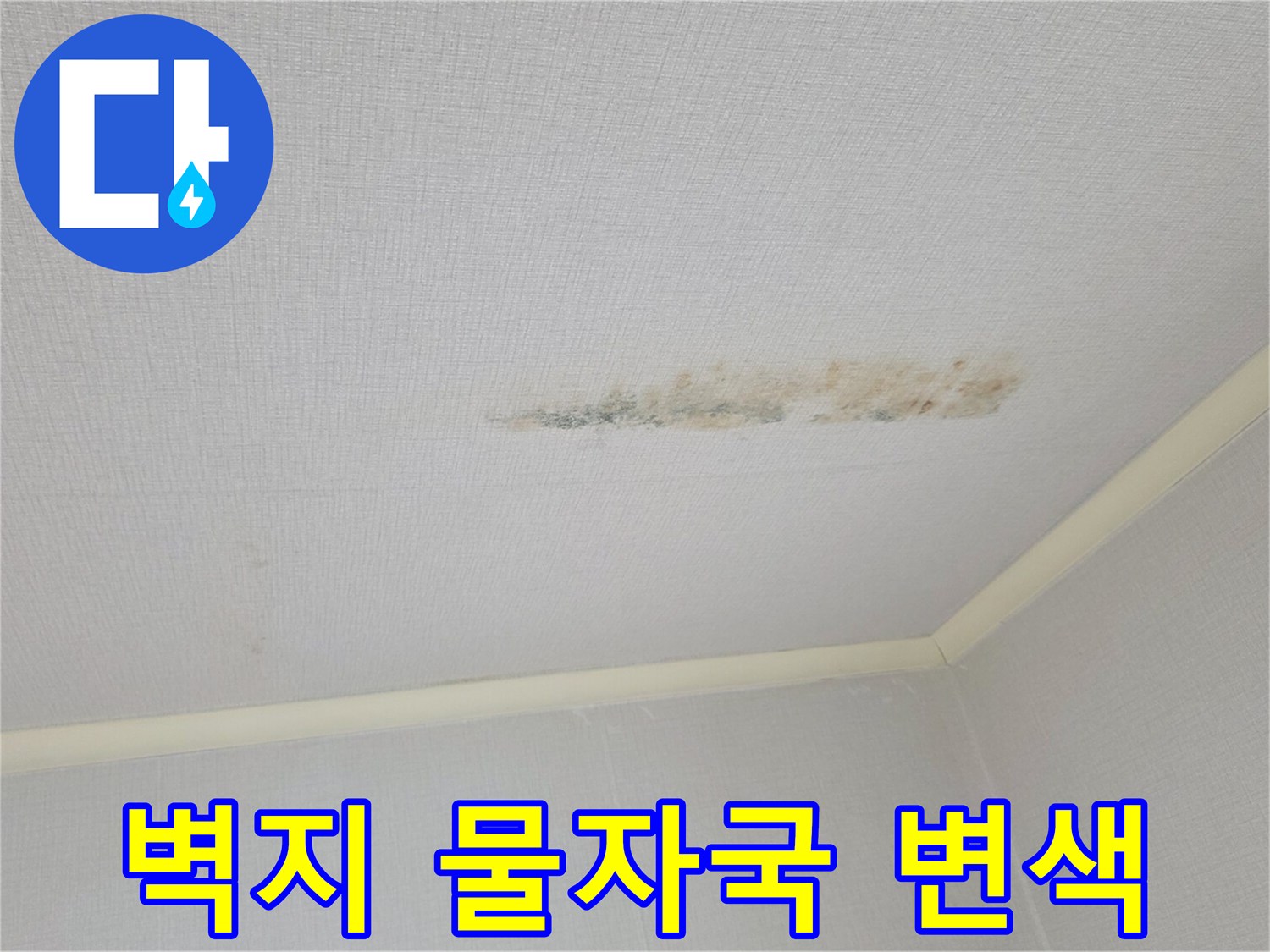 물샘-현상으로-변색된-천장-벽지-모습