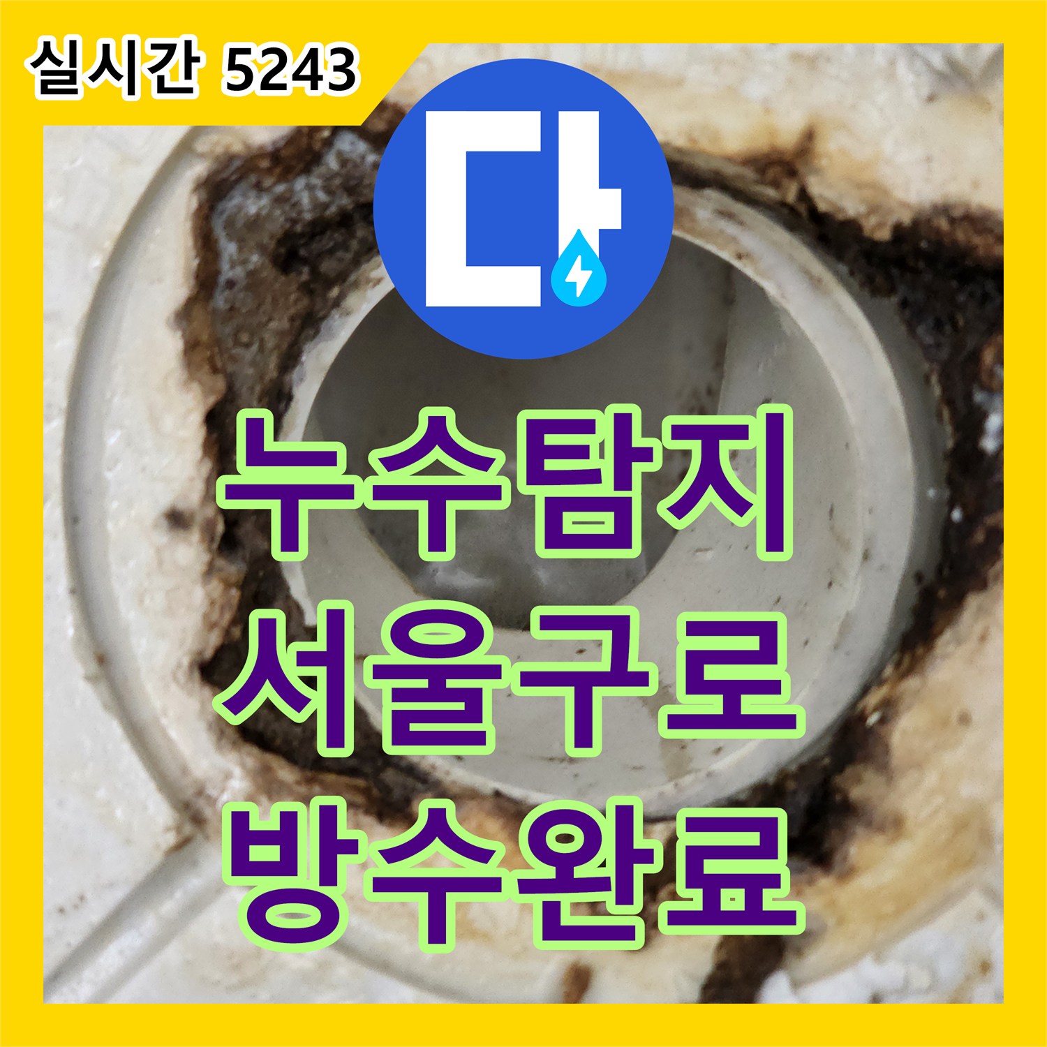 누수탐지 화장실 하수관 방수층 결함으로 인한 벽면 오염을 정밀하게 진단하고 보수한 서울 구로구 구로동 현장
