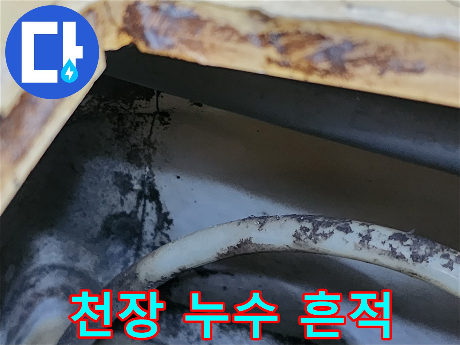 강남구 개포동-화장실 천장 패널의 물자국과 오염 상태