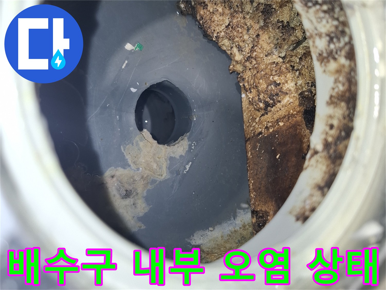 용인 수지 유가-배수구 주변의 침투된 물과 이물질
