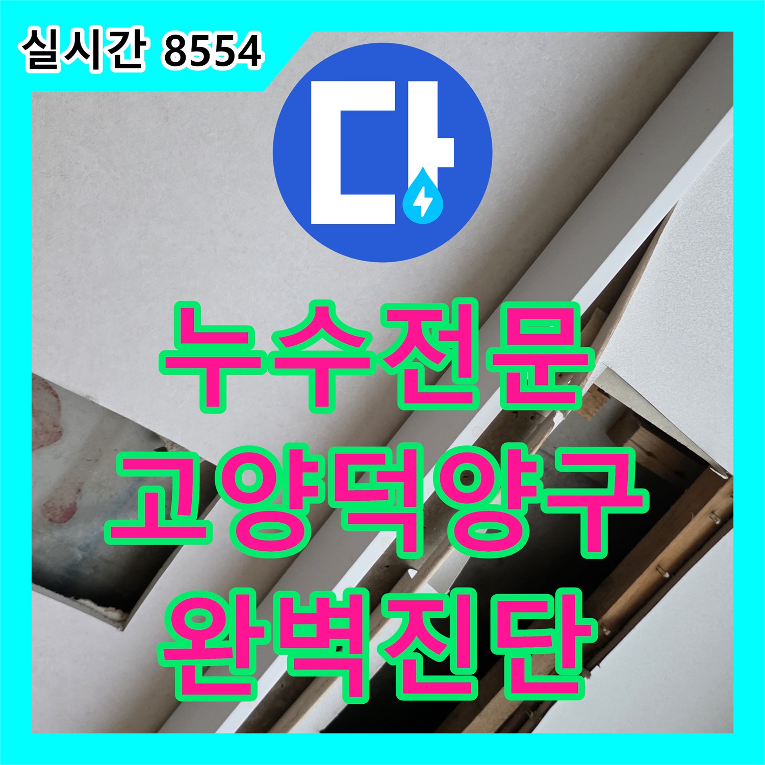 누수전문 거실 천장 누수 지점 확인을 위한 육안 및 장비 진단 실시 경기 고양시 덕양구