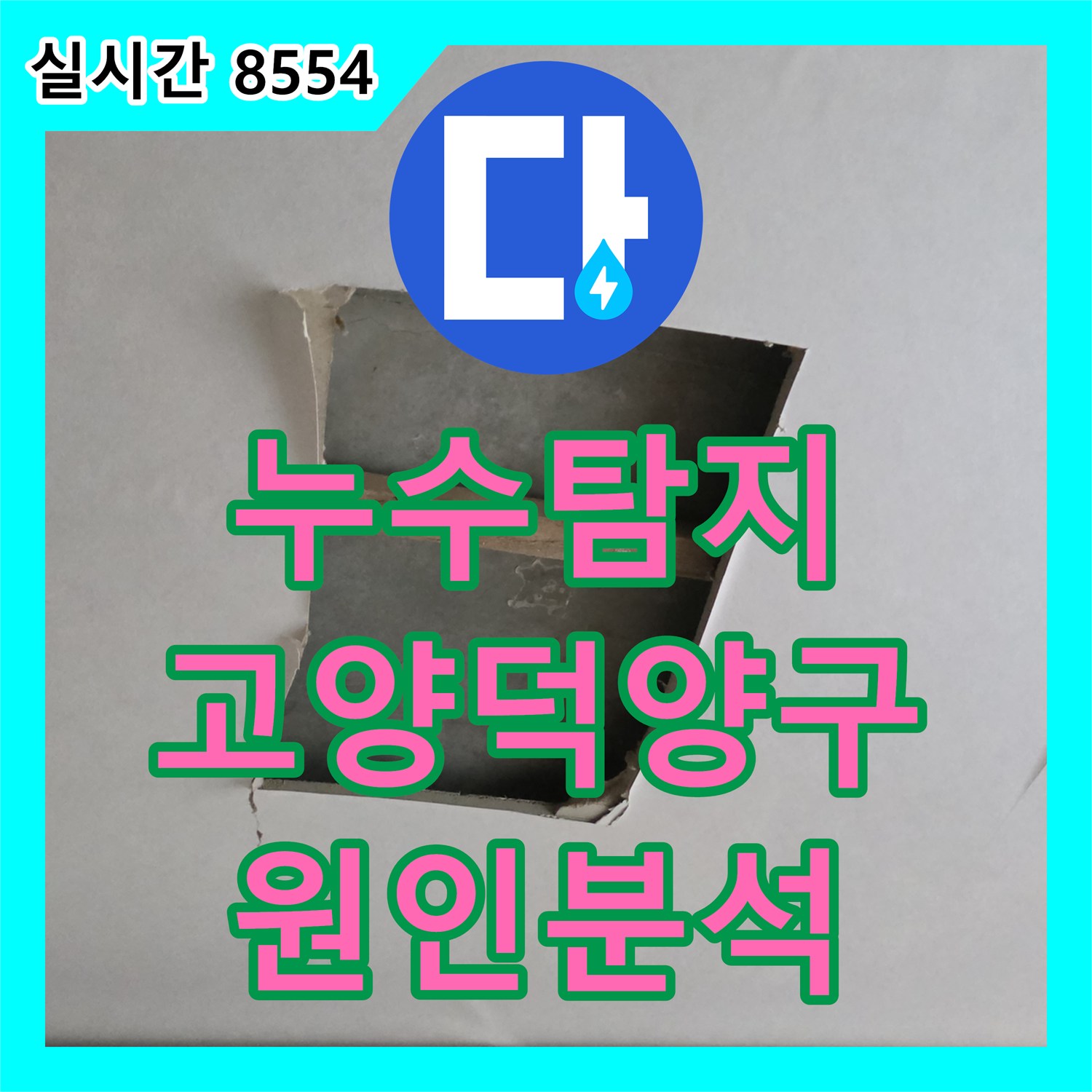 누수탐지 아랫집 거실 천장 누수 지점을 확인하기 위해 정밀 진단을 진행한 경기 고양시 덕양구