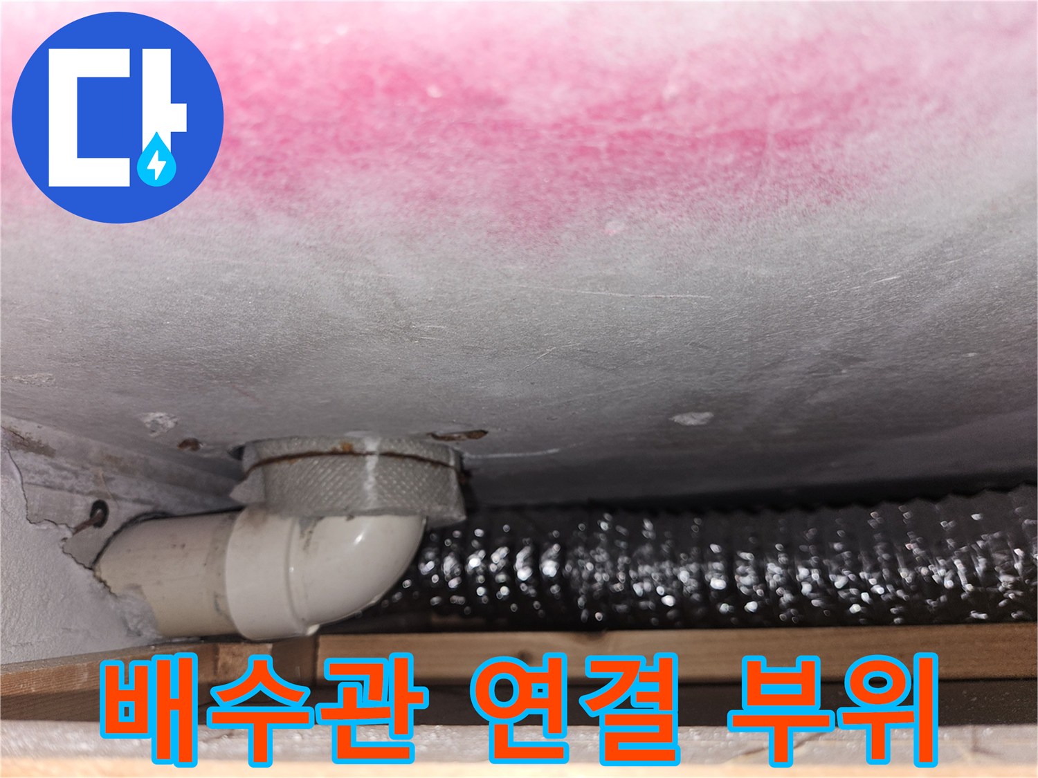 하수구-배관-연결-부속과-천장-곰팡이-오염-상태